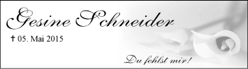 Traueranzeige von Gesine Schneider von Nordwest-Zeitung