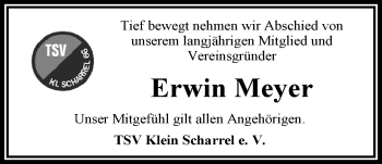 Traueranzeige von Erwin Meyer von Nordwest-Zeitung