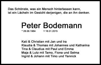 Traueranzeige von Peter Bodemann von Nordwest-Zeitung