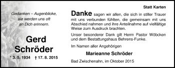 Traueranzeige von Gerd Schröder von Nordwest-Zeitung