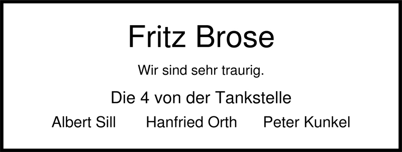  Traueranzeige für Fritz Brose vom 11.03.2009 aus Nordwest-Zeitung
