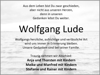 Traueranzeige von Wolfgang Lude von Nordwest-Zeitung