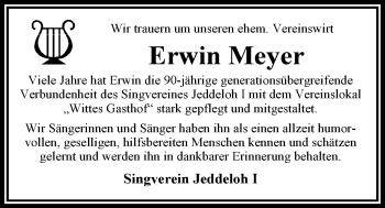 Traueranzeige von Erwin Meyer von Nordwest-Zeitung