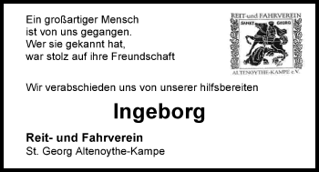 Traueranzeige von Ingeborg Martz von Nordwest-Zeitung