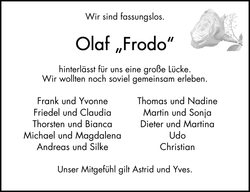  Traueranzeige für Olaf Horst vom 25.02.2009 aus Nordwest-Zeitung