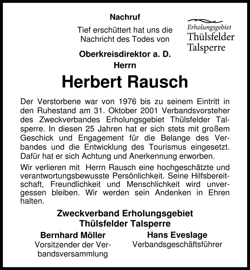  Traueranzeige für Herbert Rausch vom 29.06.2009 aus Nordwest-Zeitung