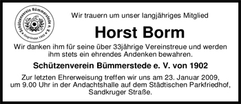 Traueranzeige von Horst Borm von Nordwest-Zeitung