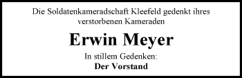 Traueranzeige von Erwin Meyer von Nordwest-Zeitung