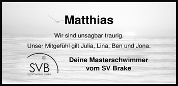 Traueranzeige von Matthias Dornblüth von Nordwest-Zeitung