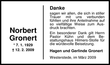 Traueranzeige von Norbert Gronert von Nordwest-Zeitung