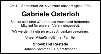 Traueranzeige von Gabriele Osterloh von Nordwest-Zeitung