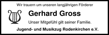 Traueranzeige von Gerhard Gross von Nordwest-Zeitung