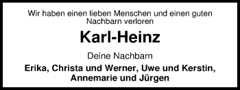 Traueranzeige von Karl-Heinz Dittmann von Nordwest-Zeitung