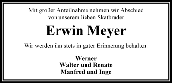 Traueranzeige von Erwin Meyer von Nordwest-Zeitung