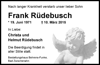 Traueranzeige von Frank Rüdebusch von Nordwest-Zeitung