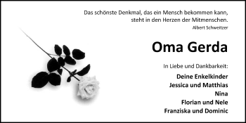 Traueranzeige von Gerda Bruns von Nordwest-Zeitung