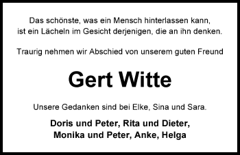 Traueranzeige von Gerd Witte von Nordwest-Zeitung