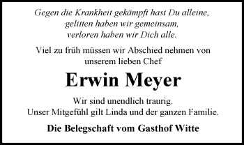 Traueranzeige von Erwin Meyer von Nordwest-Zeitung