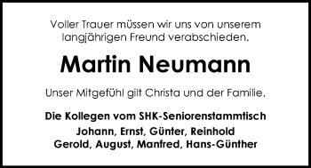 Traueranzeige von Martin Neumann von Nordwest-Zeitung