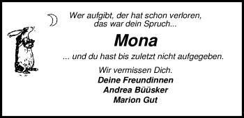 Traueranzeige von Monika Hyda von Nordwest-Zeitung
