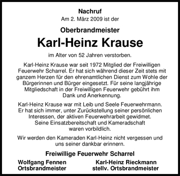 Traueranzeige von Karl-Heinz Krause von Nordwest-Zeitung