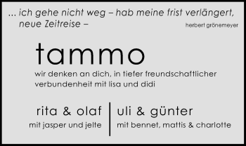 Traueranzeige von Tammo Lohmann von Nordwest-Zeitung