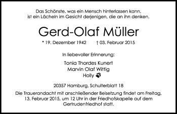 Traueranzeige von Gerd-Olaf Müller von Nordwest-Zeitung