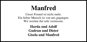 Traueranzeige von Manfred Giesecke von Nordwest-Zeitung