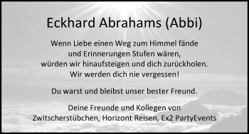 Traueranzeige von Eckhard Abrahams von Nordwest-Zeitung