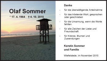 Traueranzeige von Olaf Sommer von Nordwest-Zeitung