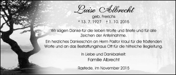 Traueranzeige von Luise Albrecht von Nordwest-Zeitung