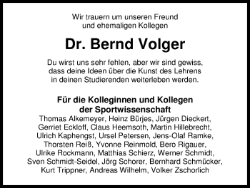 Traueranzeige von Bernd Volger von Nordwest-Zeitung