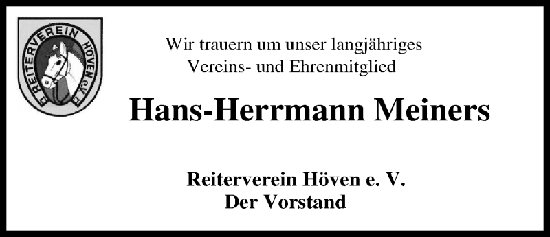  Traueranzeige für Hans-Hermann Meiners vom 12.12.2015 aus Nordwest-Zeitung