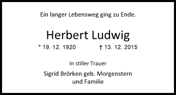 Traueranzeige von Herbert Ludwig von Nordwest-Zeitung