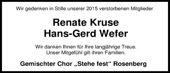 Traueranzeige von Hans-Gerd Wefer von Nordwest-Zeitung
