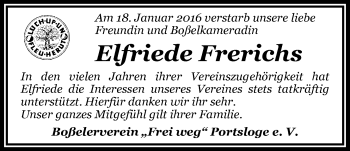Traueranzeige von Elfriede Frerichs von Nordwest-Zeitung