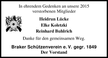 Traueranzeige von Reinhard Buhlrich von Nordwest-Zeitung