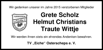 Traueranzeige von Traute Wittje von Nordwest-Zeitung
