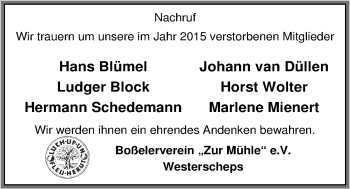 Traueranzeige von Hermann Schedemann von Nordwest-Zeitung