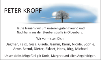 Traueranzeige von Peter Kropf von Nordwest-Zeitung