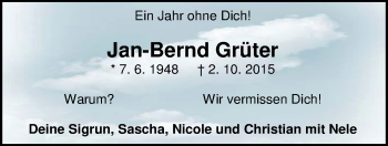Traueranzeige von Jan-Bernd Grüter von Nordwest-Zeitung