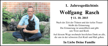 Traueranzeige von Wolfgang Rasch von Nordwest-Zeitung