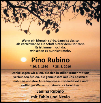 Traueranzeige von Pino Rubino von Nordwest-Zeitung