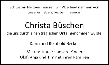 Traueranzeige von Christa Büschen von Nordwest-Zeitung