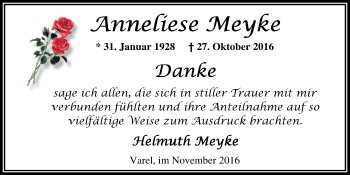 Traueranzeige von Anneliese Meyke von Nordwest-Zeitung