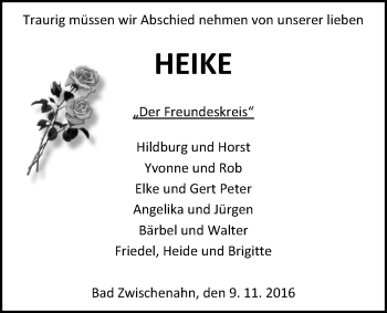 Traueranzeige von Heike Lücking von Nordwest-Zeitung