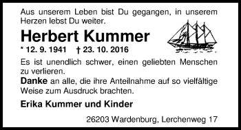 Traueranzeige von Herbert Kummer von Nordwest-Zeitung