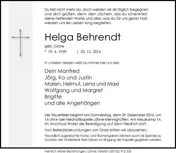 Traueranzeige von Ilse Wolf von Nordwest-Zeitung