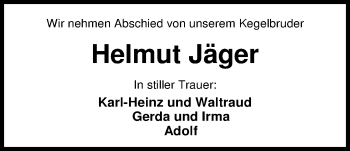 Traueranzeige von Helmut Jäger von Nordwest-Zeitung