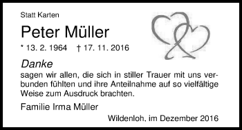 Traueranzeige von Peter Müller von Nordwest-Zeitung